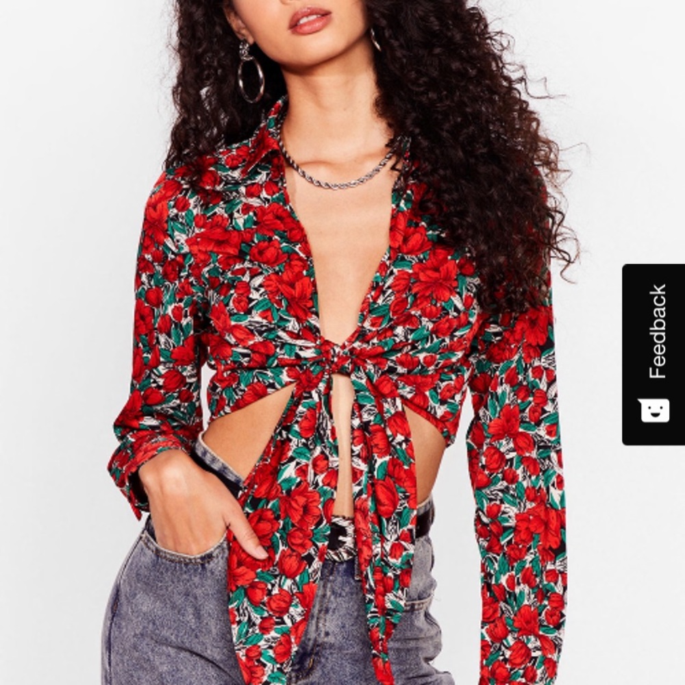 Nasty Gal Floral Crop Size -8